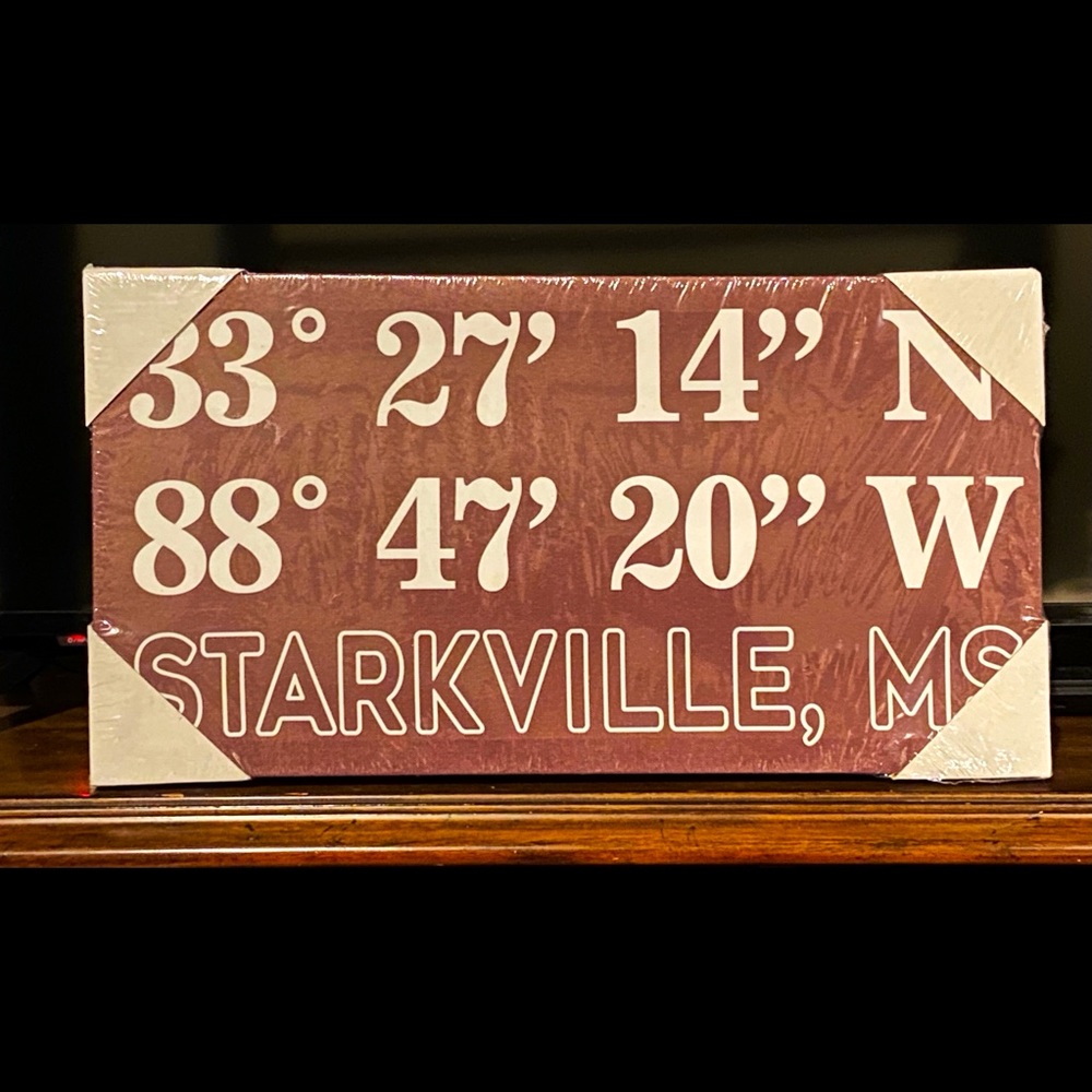 Football FANS. Canvas Wall Art. LATITUDE LONGITUDE Coordinates. 18”x10”x1.5”.